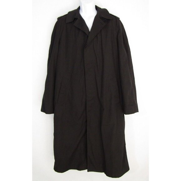 US Navy All Weather Black Trench Rain Coat With Liner Men's Size 38 XLong - Picture 2 of 9